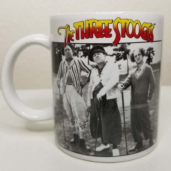 The Three Stooges Coffee Mug‎ Tea Cup Larry Moe Curly Golf Scene 10oz - Picture 3 of 8